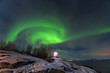 Polarlicht  mit Leuchtturm am Tysfjord