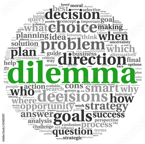 Illustration: Decision making concept in tag cloud Decision making concept in tag cloud