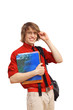 Happy student with books