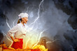 Asian female cook in anger