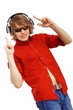 Happy smiling young man dancing