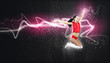 Young woman dancer. With lights effect.