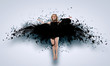 Woman floating   on dark wings