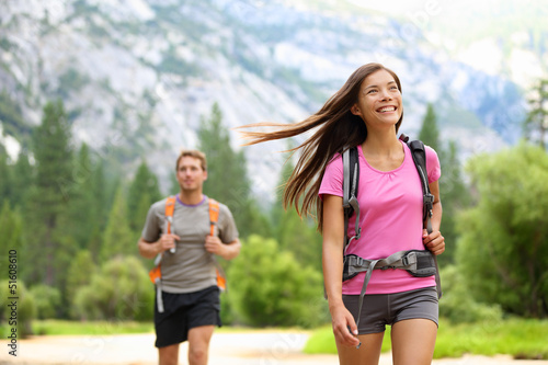 Photo: People hiking - happy hikers in Yosemite mountains People hiking - happy hikers in Yosemite mountains