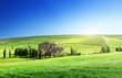 Tuscany landscape with typical farm house