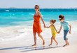 Family at Caribbean beach
