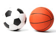 Basketball and football balls isolated on white