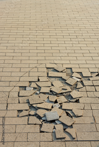 Photo: Crack tile ground Crack tile ground