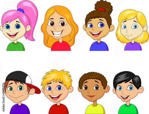 Vector: Boy and girl cartoon collection set Boy and girl cartoon collection set