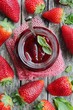 canvas print picture - Strawberry jam with basil