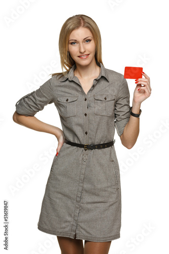 Photo: Smiling business woman holding credit card Smiling business woman holding credit card