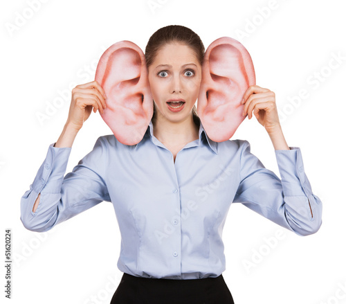 Photo: Frightened cute girl with big ears Frightened cute girl with big ears