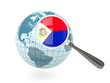 Illustration: Magnified flag of sint maarten with blue globe Magnified flag of sint maarten with blue globe