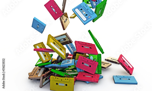Illustration: cassette tapes falling cassette tapes falling