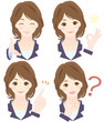 女性　様々な表情　オフィスシーン