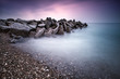 canvas print picture - Steiniger Wellenbrecher / Rocky breakwater (Bovbjerg)