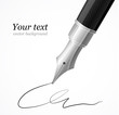 Vector Close up of a fountain silver pen and signature