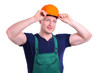 Portrait of happy young foreman with hard hat