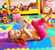 Child  playing with building block .