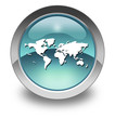Light Blue Glossy Pictogram "World Map"