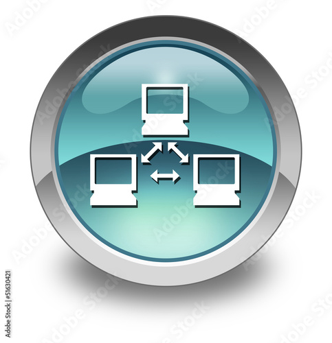 Illustration: Light Blue Glossy Pictogram "Network" Light Blue Glossy Pictogram "Network"