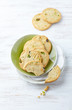 Photo: Butter cookies with pistachios on a plate Butter cookies with pistachios on a plate