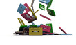 Illustration: cassette tapes falling cassette tapes falling