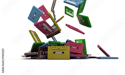 Illustration: cassette tapes falling cassette tapes falling