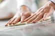 Chef preparing pizza dough