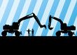 Vektor: Excavator tractors detailed silhouettes illustration in construc Excavator tractors detailed silhouettes illustration in construc
