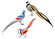 Stylized Long-tailed Pheasants