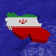 Iran map flag in abstract ocean illustration
