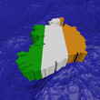 Ireland map flag in abstract ocean illustration