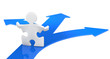 Choices. Puzzle People making a choice on way. Blue.