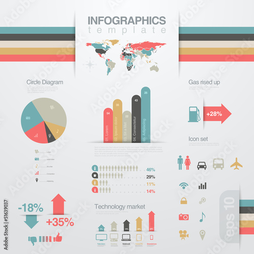 Vector: Infographics design elements template. Chart, graph, diagram Infographics design elements template. Chart, graph, diagram
