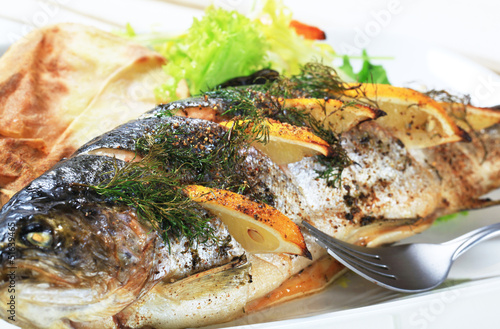 Photo: Lemon dill trout with baked potato Lemon dill trout with baked potato