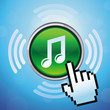 Vector button with music note and hand cursor