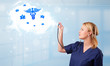 Young doctor with abstract cloud and medical icons