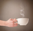 Coffee cup with abstract white steam