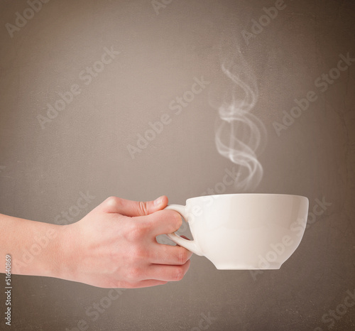 Photo: Coffee cup with abstract white steam Coffee cup with abstract white steam
