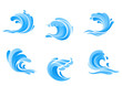 Set of blue sea waves