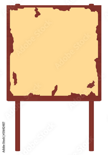 Vector: Red-brown wooden billboard with old poster & peeling paint Red-brown wooden billboard with old poster & peeling paint