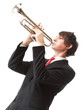 Portrait of a young man playing his Trumpet