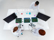 teacher and students in a laboratory