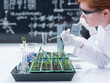 student analyzing in a chemistry lab