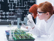 student analyzing in a chemistry lab