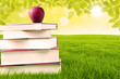 Photo: Apple and book of knowledge in the park Apple and book of knowledge in the park