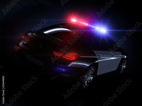 Illustration: Police car, with full array of lights Police car, with full array of lights