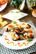 Paccheri pasta with eggplant, ricotta cheese and tomato