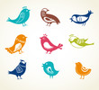 set of cute decorative birds